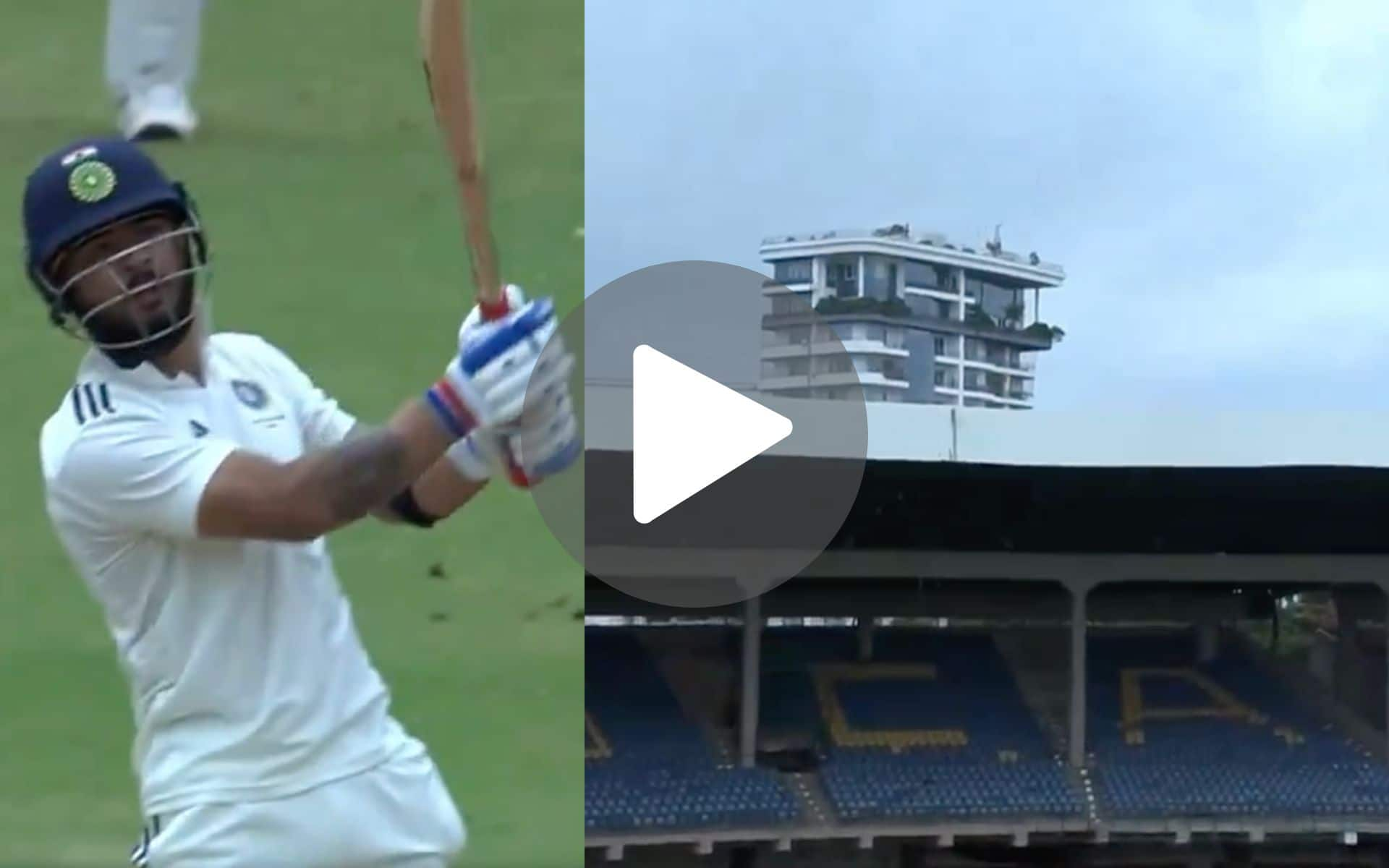 [Watch] Riyan Parag's Step Out Six Vs Mukesh Kumar Nearly Dents Chinnaswamy Roofs